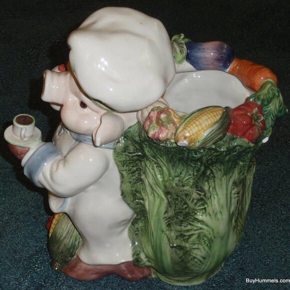 Kaldun & Bogle Chef Pig Vegetable Lettuce Vase Utensil Crock Holder 11" RARE! - Picture 6 of 9